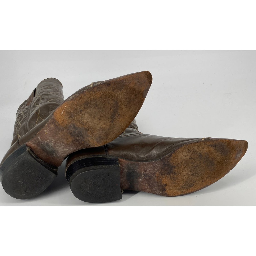 Vintage Justin Cowboy men 9AA Classic Western Two Tone Wing Tip boots L4050 - Picture 3 of 8